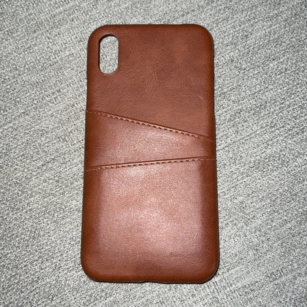Brown leather iPhone X case
